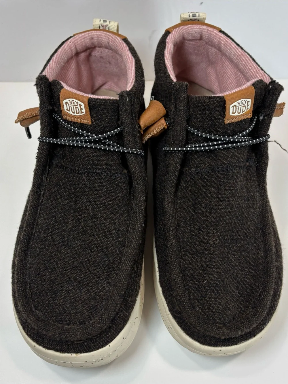 Hey Dude Wendy Peak Hi Womens 7 Black Pink Platform Slip On Chukka Boots Boho